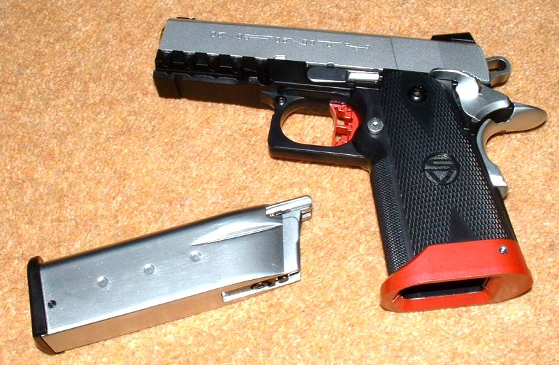 Shortened grip means magazine holds only 24 rounds, rather than 30 of bigger Hi Caps.