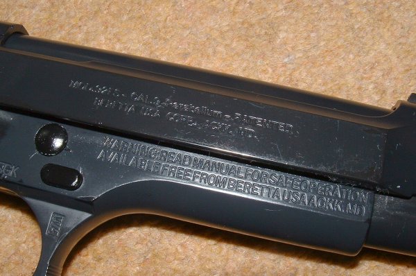 Markings are very close to real Berettas. The usual licensing text is absent.