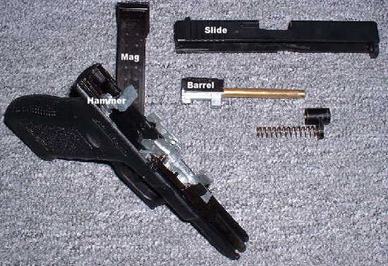 Main parts of a Tanaka NBB Glock 17