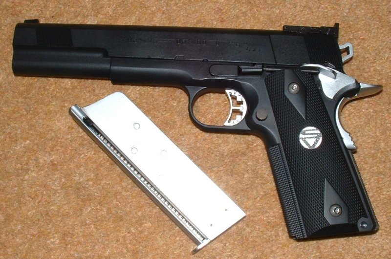Classic 1911 styling, but a 6 inch barrel.