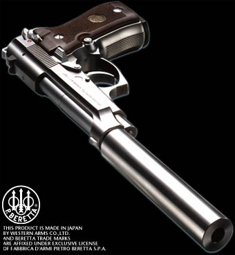 Deluxe package adds a silver gun with wood grips - Very Halle Berry!